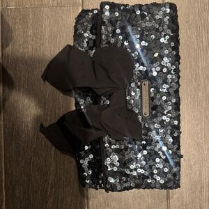 Juicy Couture Black Sequin Clutch with Bow
